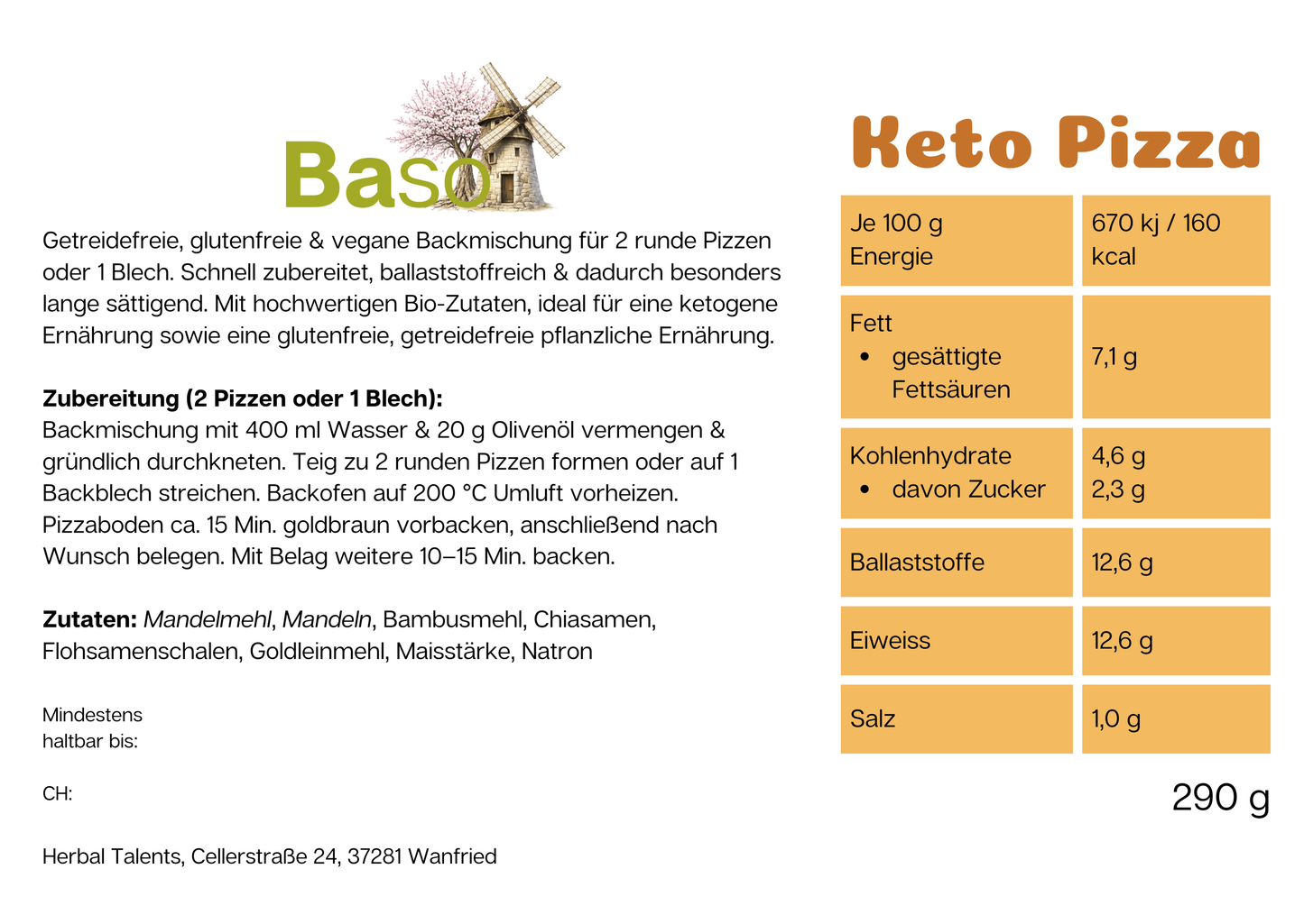 BASO Keto-Pizza Backmischung, glutenfrei