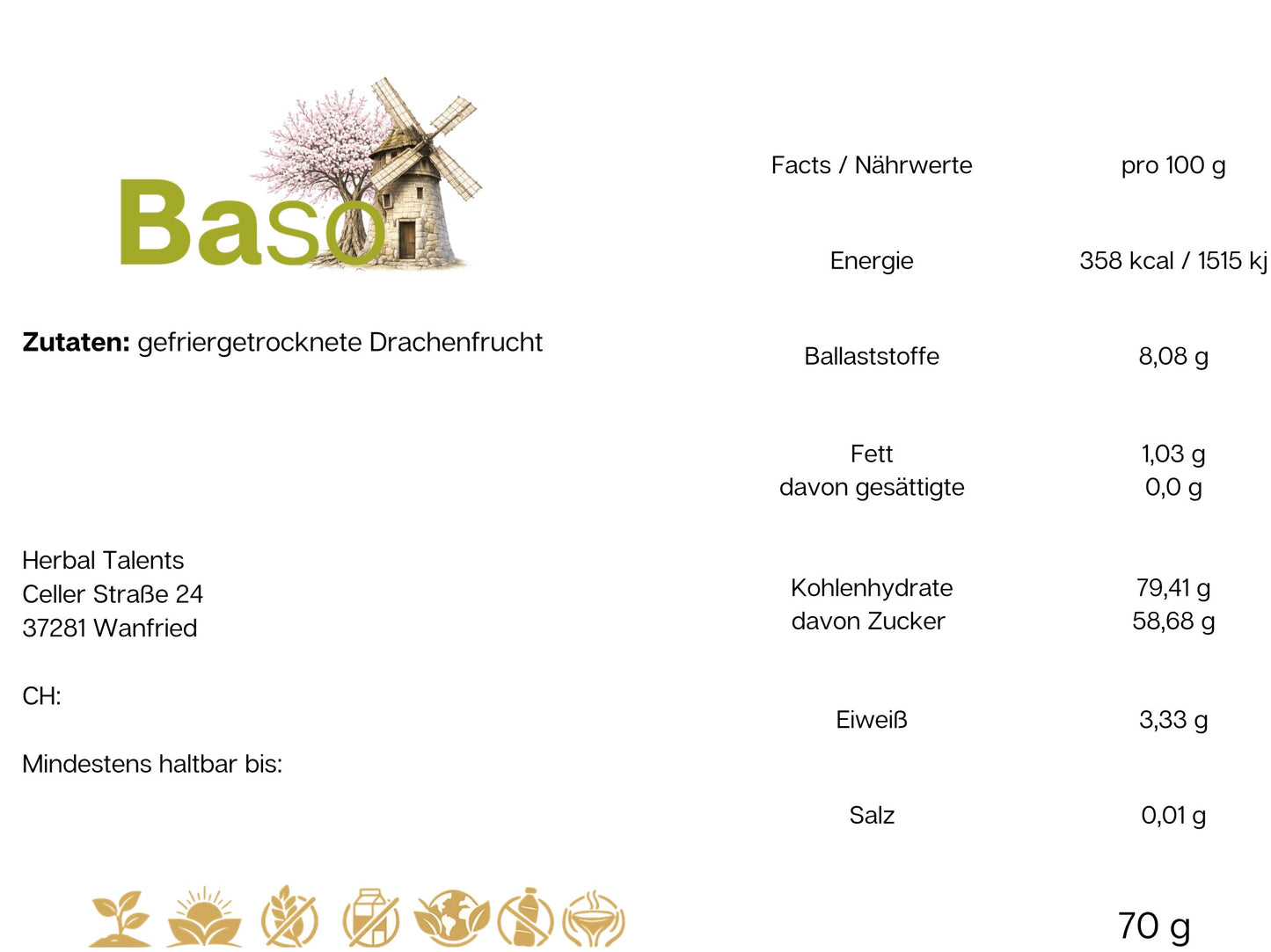 BASO Gefriergetrocknete Drachenfrucht