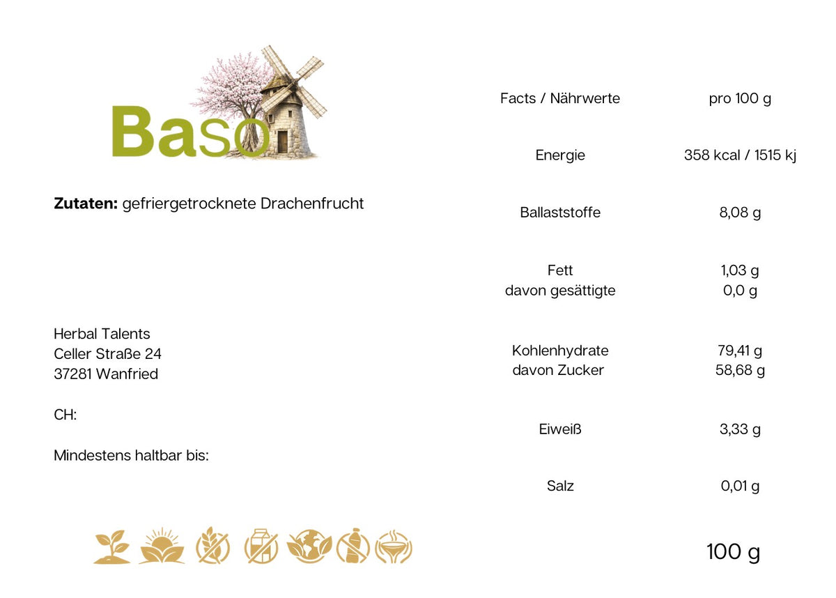 BASO Gefriergetrocknete Drachenfrucht
