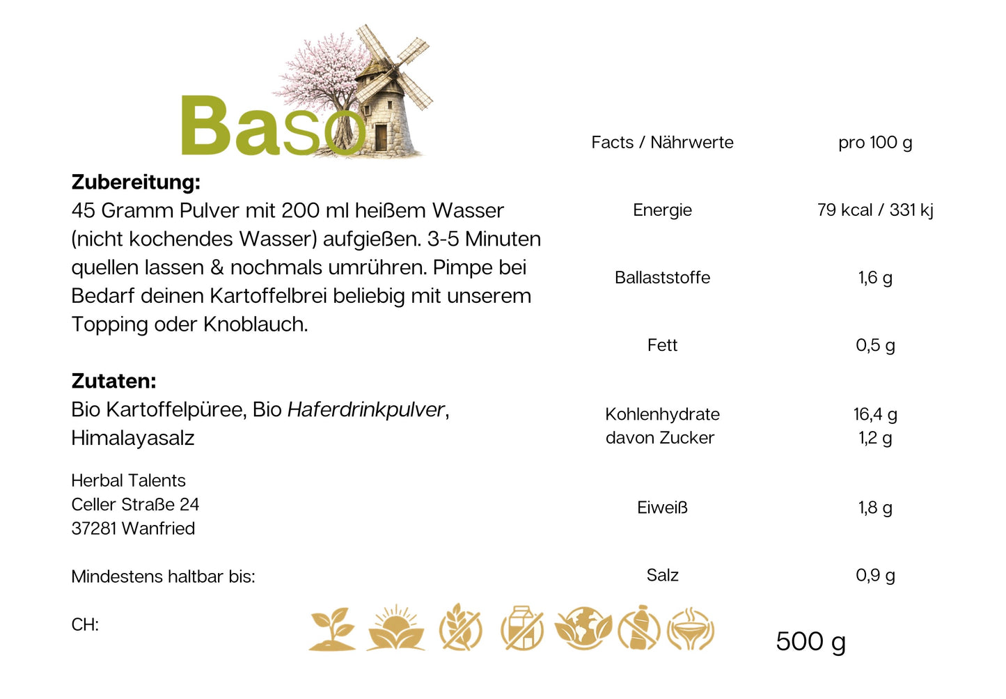 Bio Instant Kartoffelbrei Pur