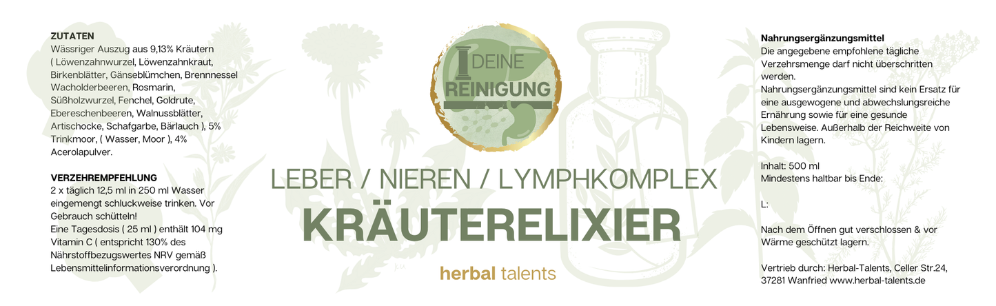 Kräuterelixier Leber / Nieren / Lymphkomplex