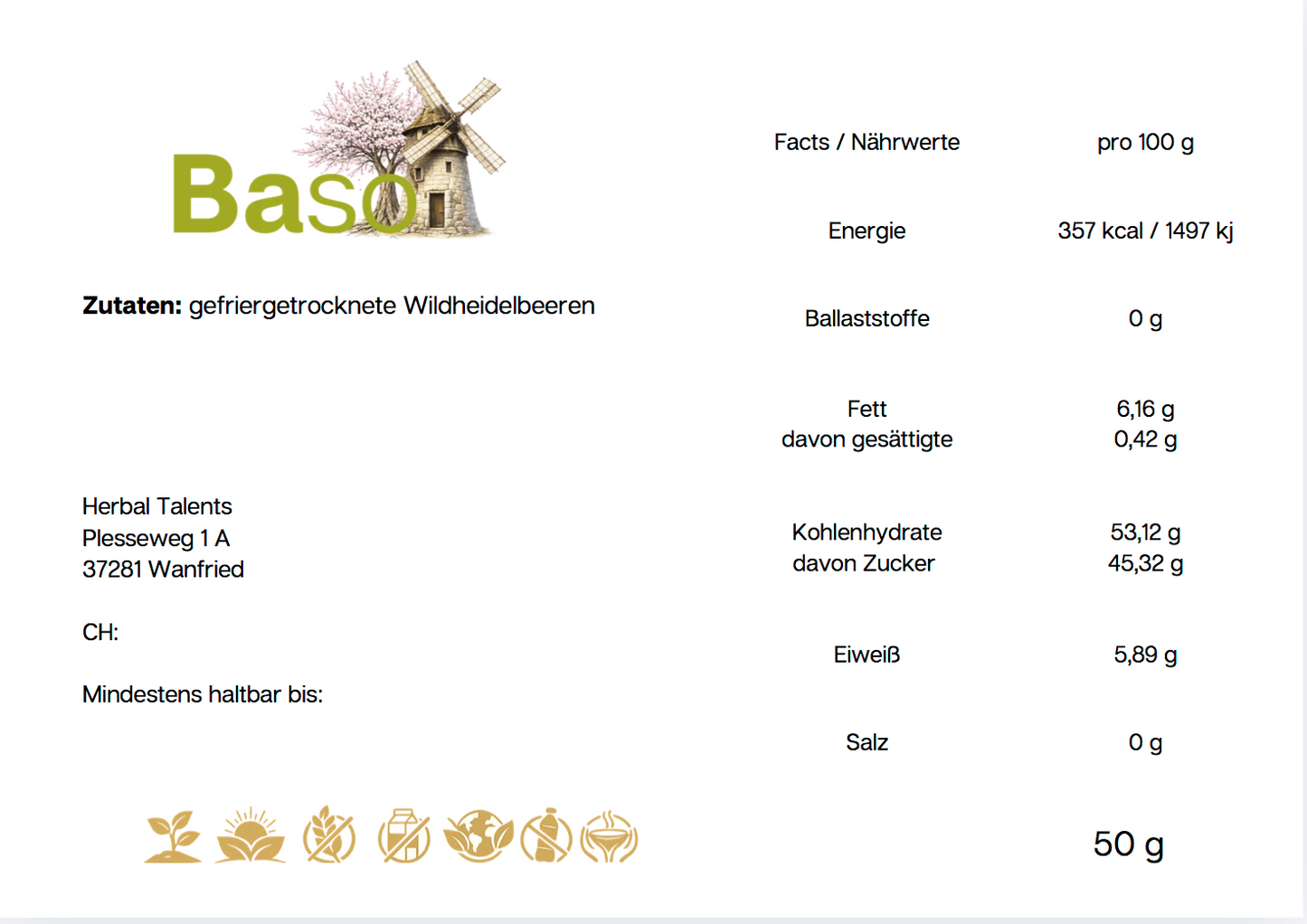 BASO gefriergetrocknete Wildheidelbeeren