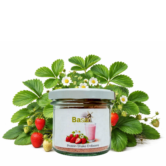 Proteinshake Erdbeere Probierglas