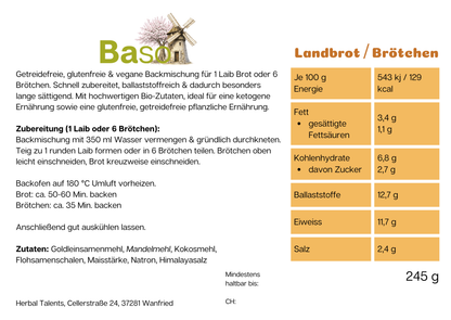 BASO Landbrot & Brötchen Backmischung, glutenfrei