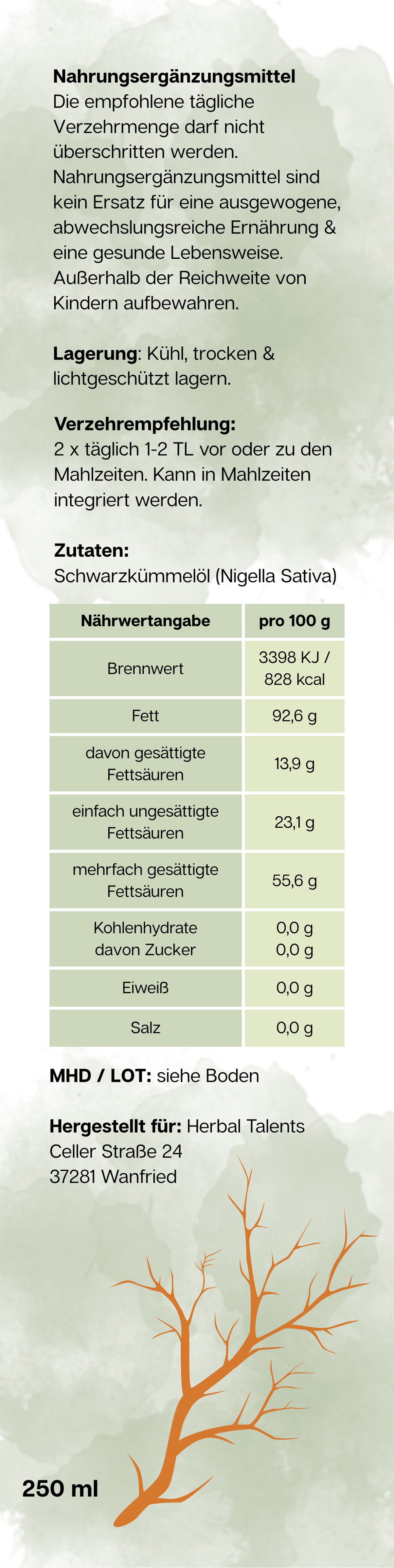 Schwarzkümmelöl kaltgepresst