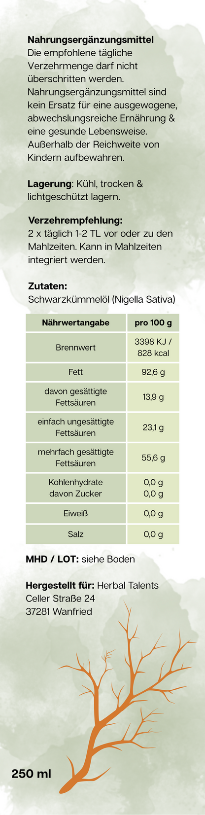 Schwarzkümmelöl kaltgepresst