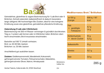 BASO Mediterranes Landbrot & Brötchen Backmischung, glutenfrei