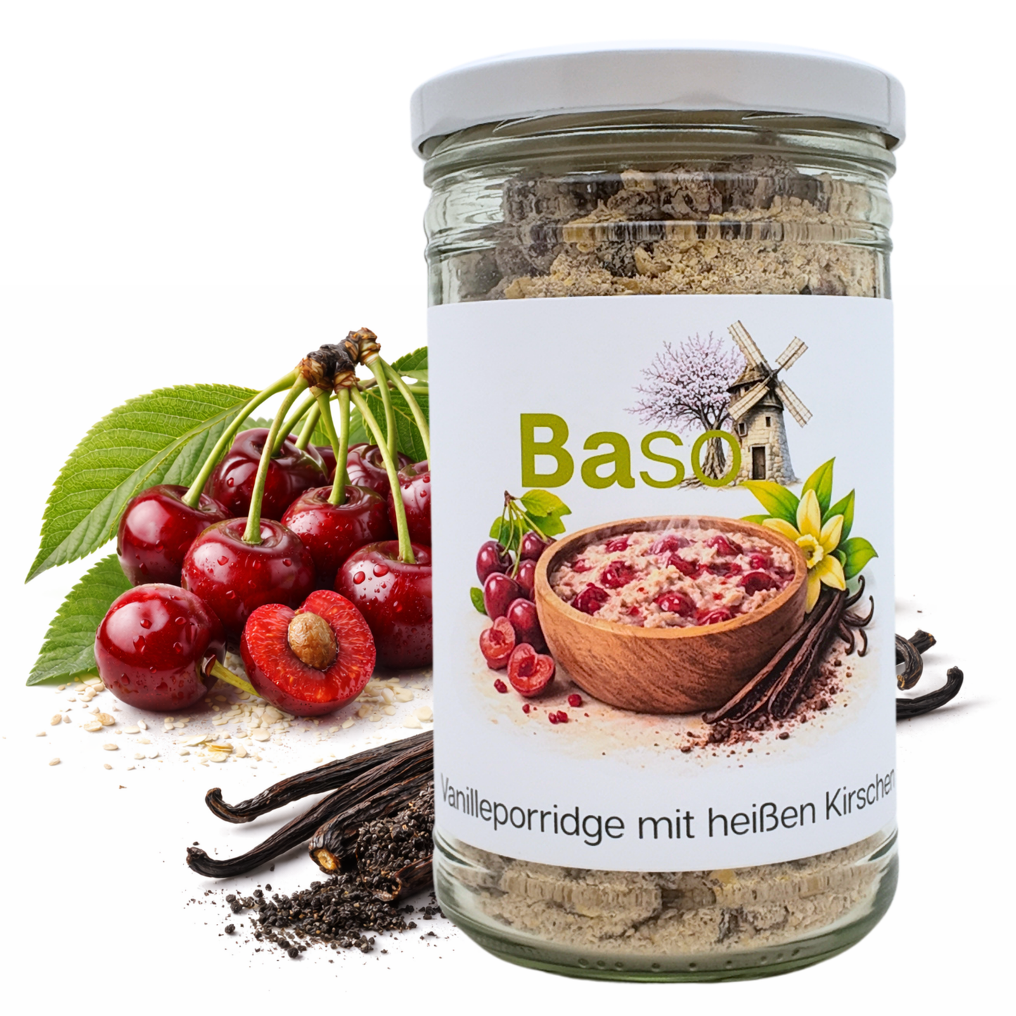 Vanilleporridge mit heißen Kirschen