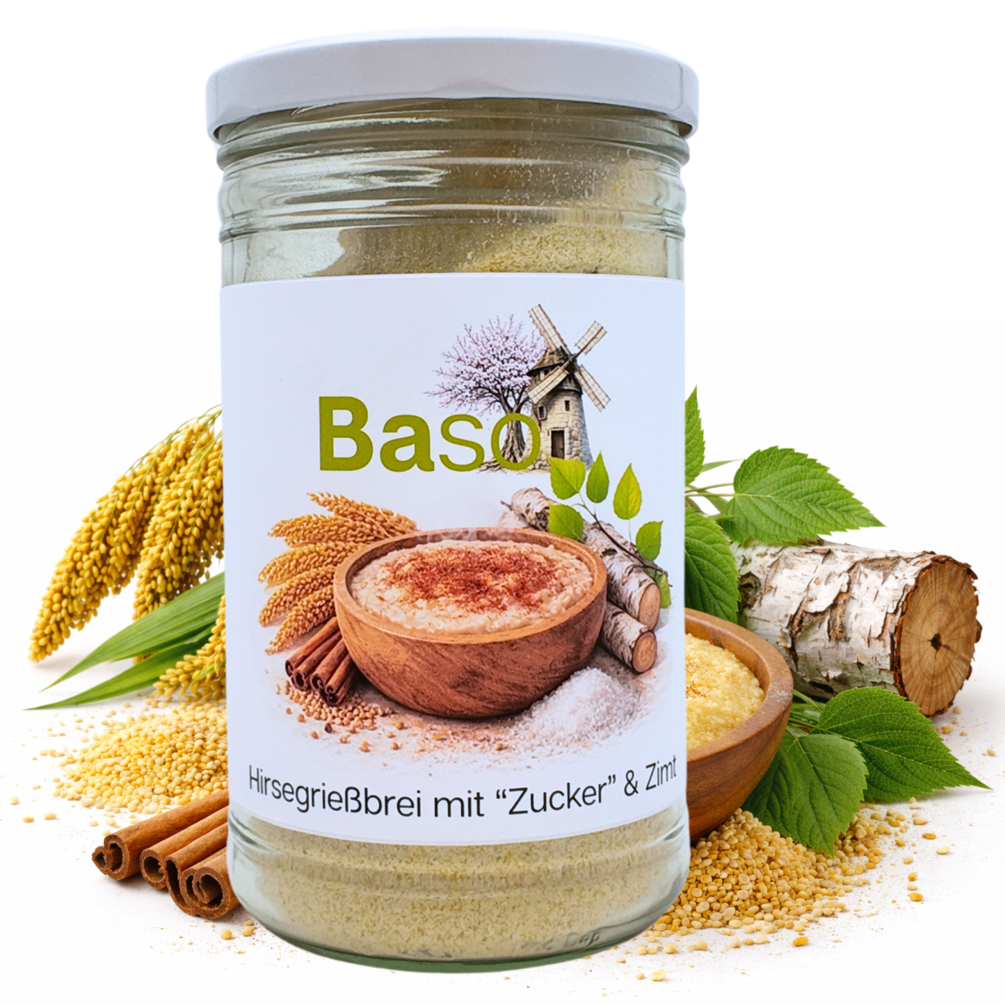 Grießbrei mit Zucker und Zimt