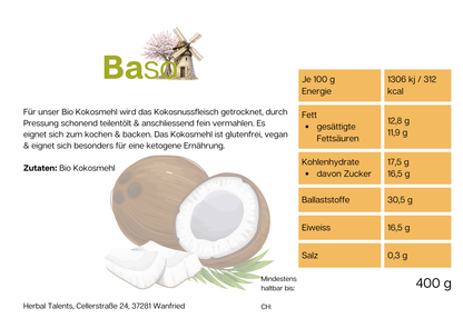 BASO Bio Kokosmehl, teilentölt