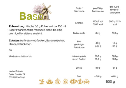 Banana Joe Bowl mit Himbeertopping