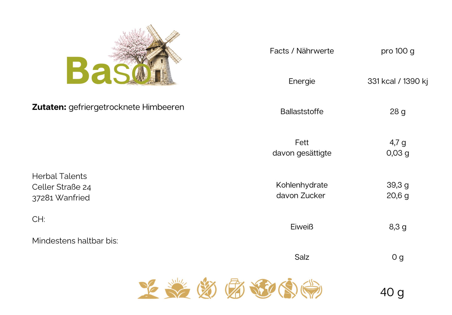 BASO Gefriergetrocknete Himbeeren