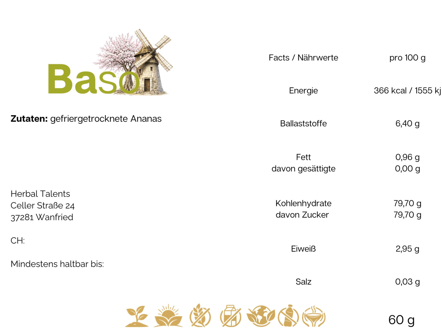 BASO Gefriergetrocknete Ananas